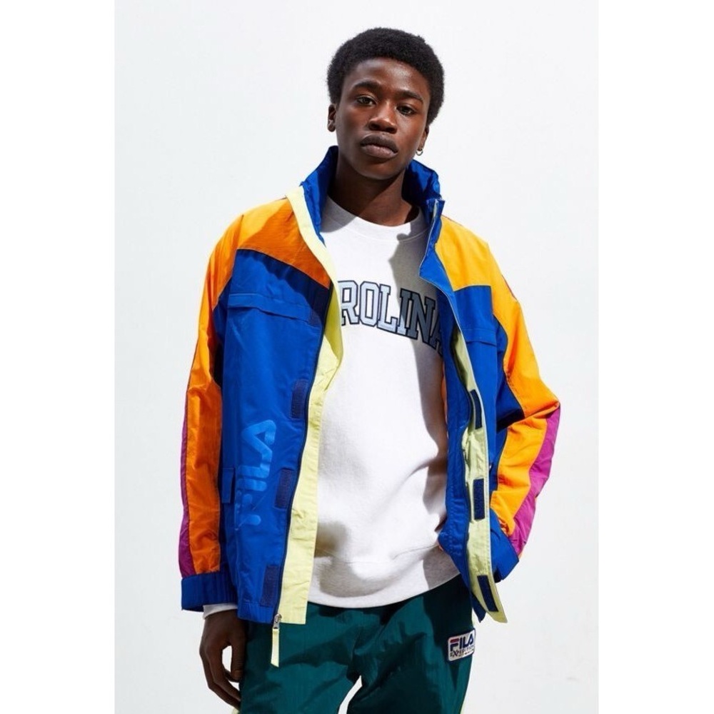 Fila Expedition Blue and Orange Colorblock Jacket Sz XL